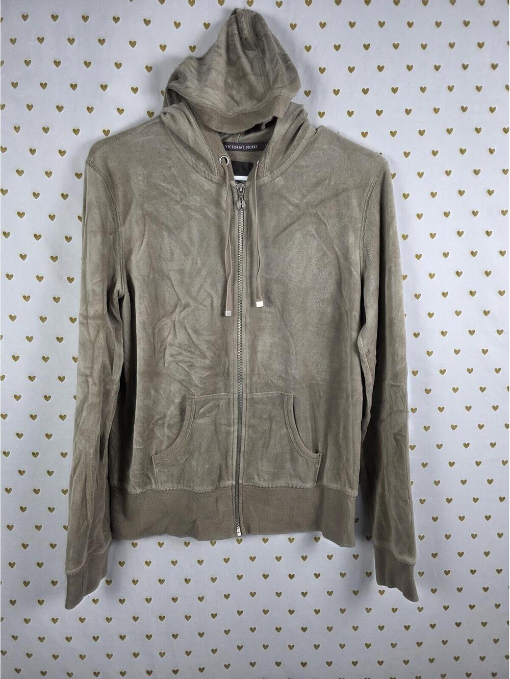 Victorias Secret WINGS VELOUR Green Hoodie Jacket Full Zip MEDIUM